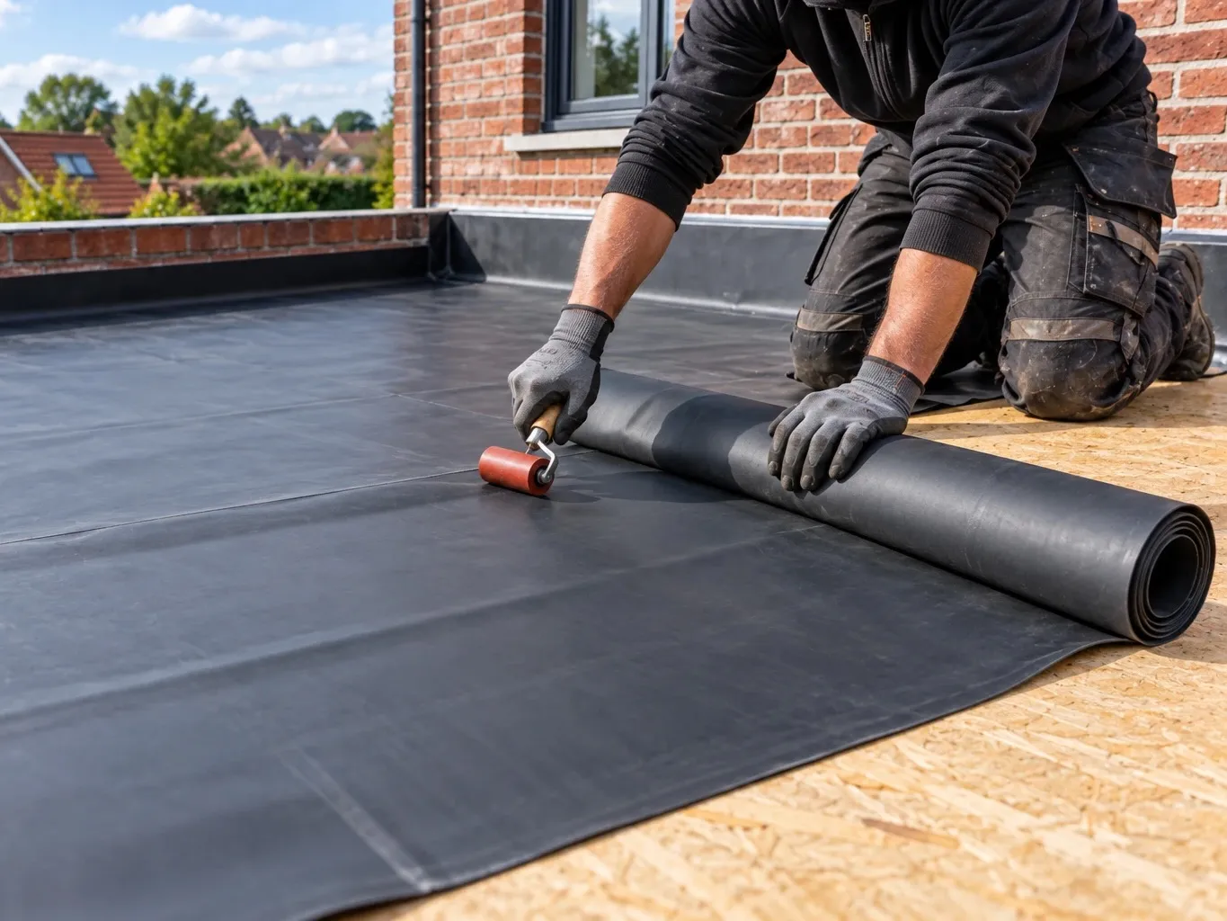 Pose d'une membrane EPDM sur un toit plat